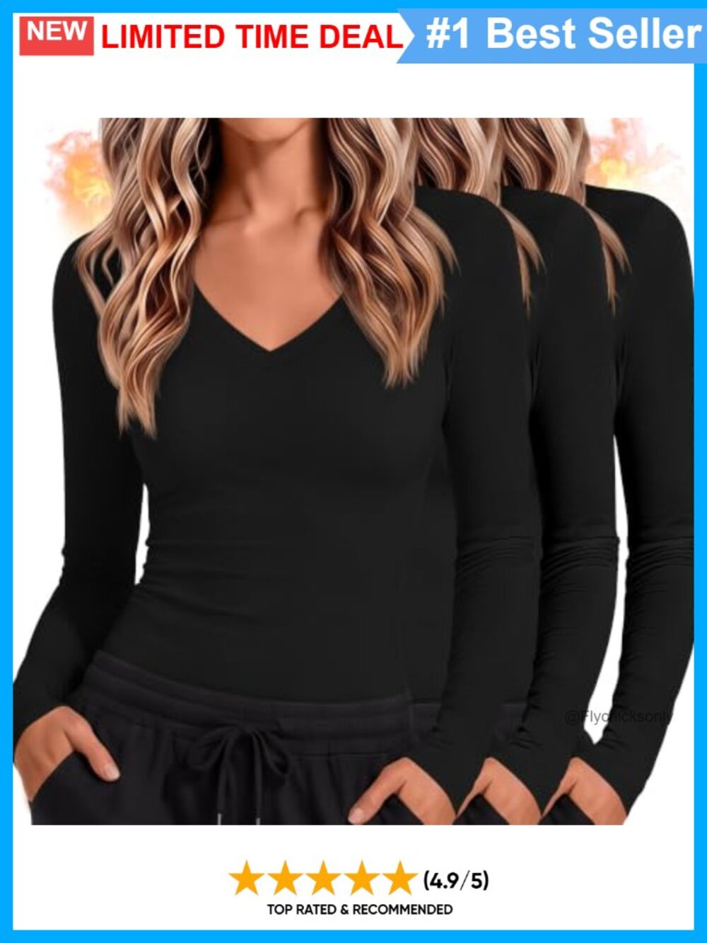 3 Pack Womens Under Scrubs V Neck Thermal Long Sleeve Work Tops